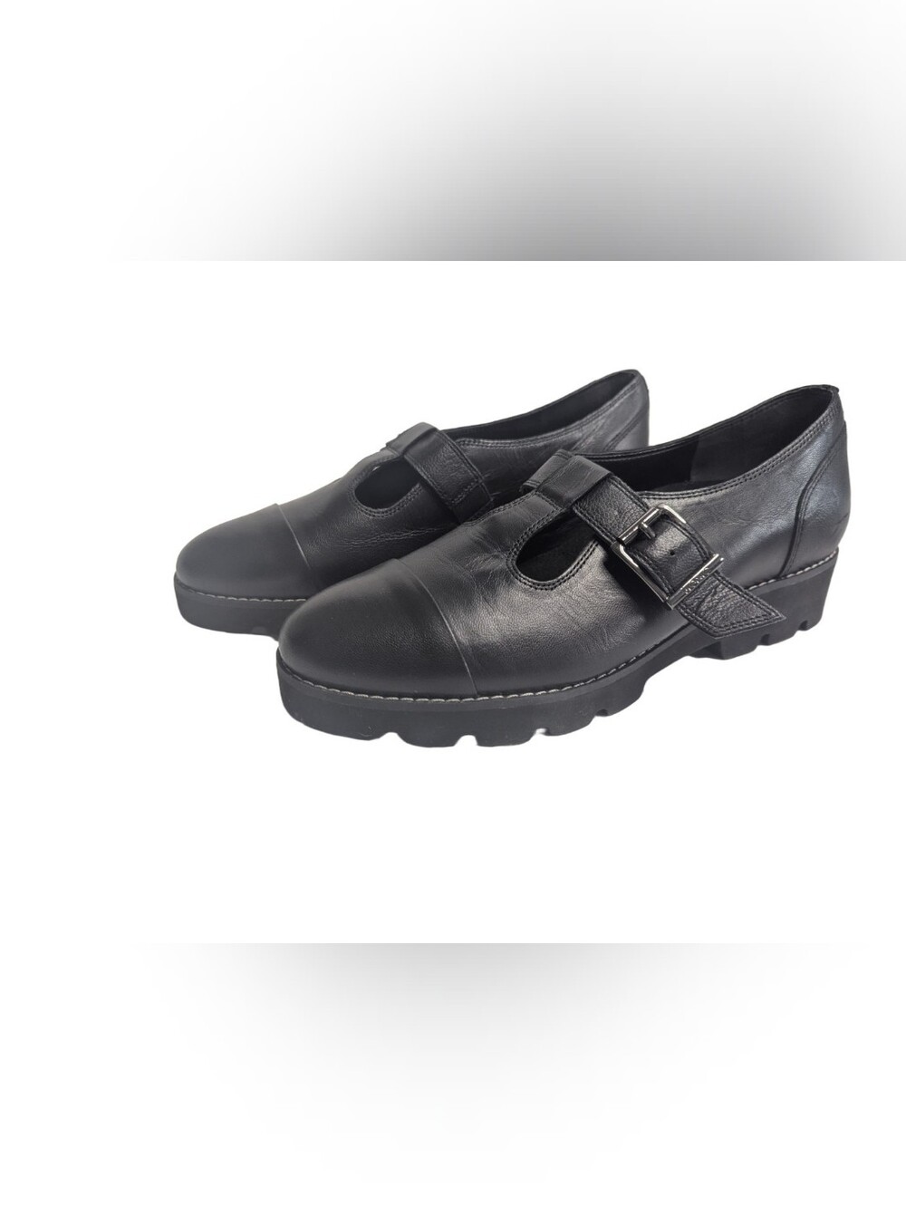 Vionic Womens Carmen T-Strap Loafer Mary Jane Leather Black Size 8.5